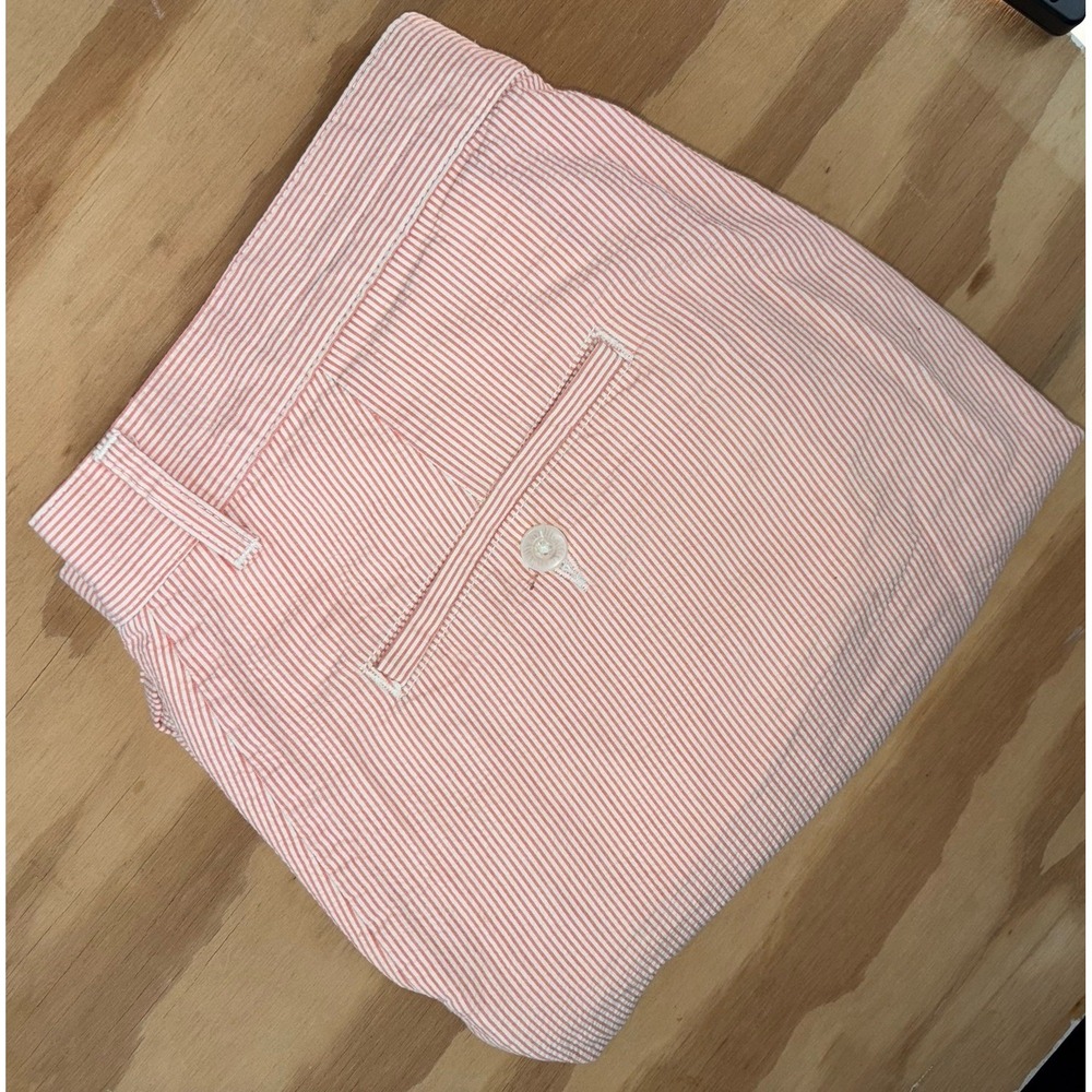 Bills Khakis Shorts Mens 34 Orange White Stripe Made USA‎ Casual Seersucker